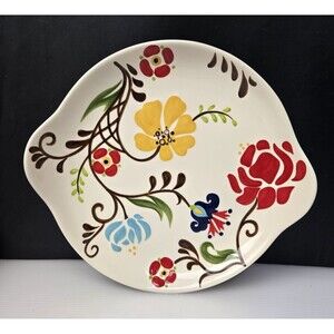 Vida By Eva Mendes Jardine Serving Plate Handles For Espana Hand Crafted 10.75"